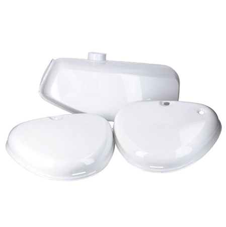 Simson S51 Fuel Tank & Side Cover Set - White, B-Grade (See description)