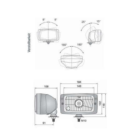 Reflektor ze światłem postojowym H4 12V przezroczyste szkło do Zetor 2002 Proxima, Forterra