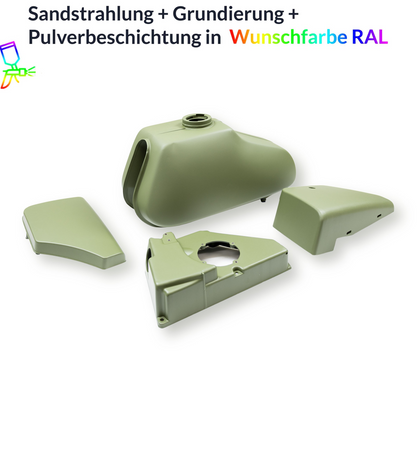 Powder coating service tank set MZ ETZ in dark green metallic (candy)