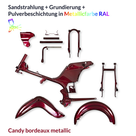 Powder Coating Service: Simson SR4 Spatz/Star Frame Parts - Metallic Candy