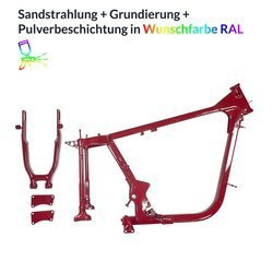 Powder-coating service for JAWA 250 Type 353 frame parts in RAL color