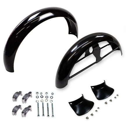 Set: 2x Front Mudguards (w/ brace) + Clamp Bracket for Simson S50/S51