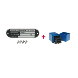 Type plate + punch numbers + grooved nail for Piaggio V50 PV PK PX Sprint - round