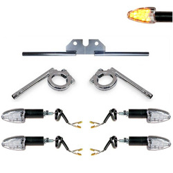 SET Blinkerträger + Blinker LED Spitz Form 12V für Simson S50 S51 S70 - chrom