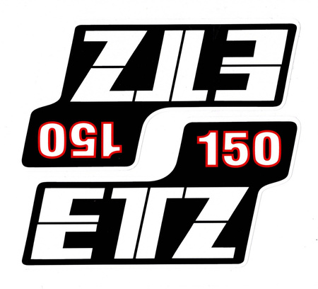 Pair MZ ETZ 150 Side Cover Stickers, UV-Resistant, White-Red