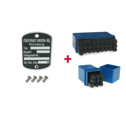 Stamped typeplate letters & numbers for DKW, Victoria, Zweirad Union moped