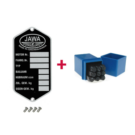 Blank ID Plate + Number Stamps + Rivet for Jawa 250/350