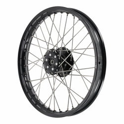 Black 1.5x16 Spoked Wheel for Simson S51 (Disc, stainless spokes)