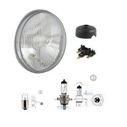 Headlight kit (flat glass) + Socket, Dust Cap & Bulbs for MZ ETZ/TS