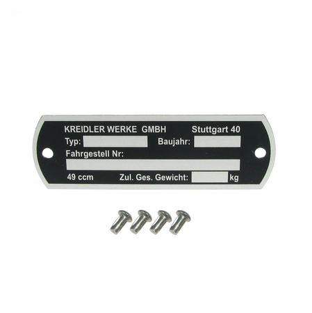Round type plate with 4 rivets for Kreidler Florett RS/RMC/LF/LH/GT