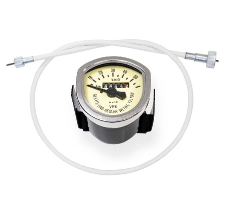 Wappentacho 50 km/h Speedo/Tacho w/Cable for Simson SR2 - White