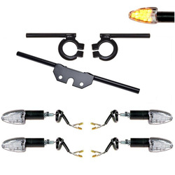 SET Blinkerträger + Blinker LED Spitz Form 12V für Simson S50 S51 S70 - schwarz