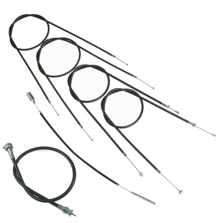 Cable kit + speedometer cable for DKW RT175S/RT200S (6pc) - black