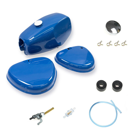 Buffalo Tank Set: Fuel Tank, Cap & Petcock for Simson S50/S51/S70 - Blue
