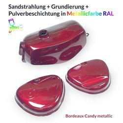 Pulverbeschichten Service Tank Set Simson S51 S50 in bordeaux metallic (Candy)
