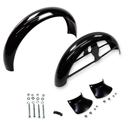 Pair front mudguards (with brace) + mudflap & screws for Simson S50/S51