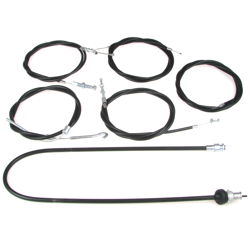 Throttle & Speedo Cable Kit w/ Rubber for IWL Berlin Wiesel (6pc) - Black