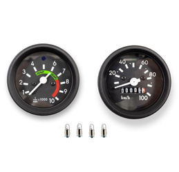 Speedometer + DZM Tachometer + 6V Bulb for Simson S50/S51, Black Ring