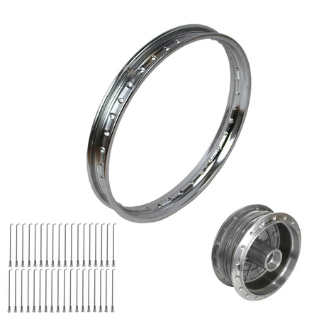 Chrome Hub, Spokes & Rim Set for Simson S51/KR51/Schwalbe SR4