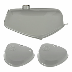 Kraftstoffbehälter-Set für FERO S51, S70 — staubgrau & Wirbel-Logo