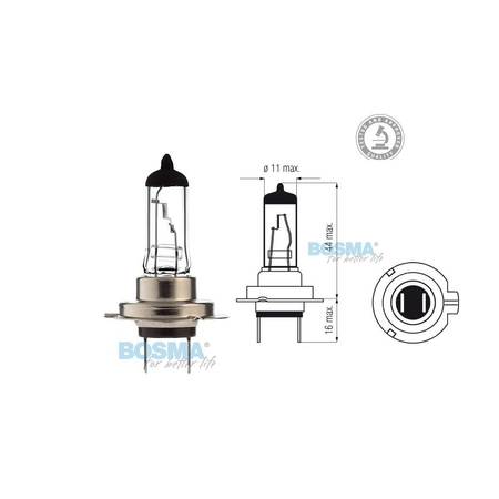 Incandescent bulb halogen lamp H7 12V 55W PX26d with E-approval mark in a box