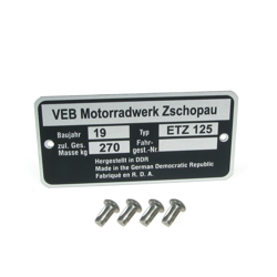 Tabliczka znamionowa z 4 gwoździami karbowanymi dla MZ ETZ125