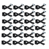 25x 65cm Black Tie-Down Straps w/ Flat Hooks, Stainless Steel