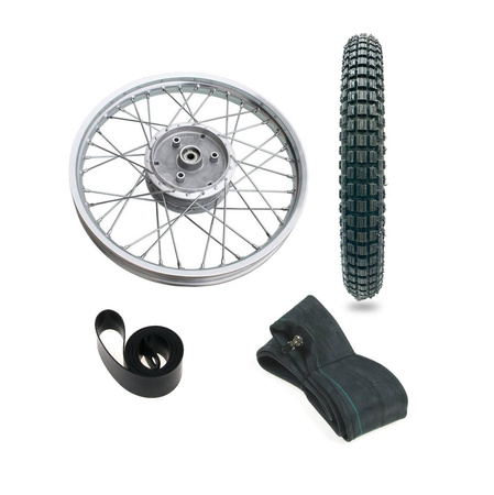 Set Speichenrad 1,6x16" + ENDURO für Simson S50 S51 KR51 Duo SR4 - Alu gebürstet