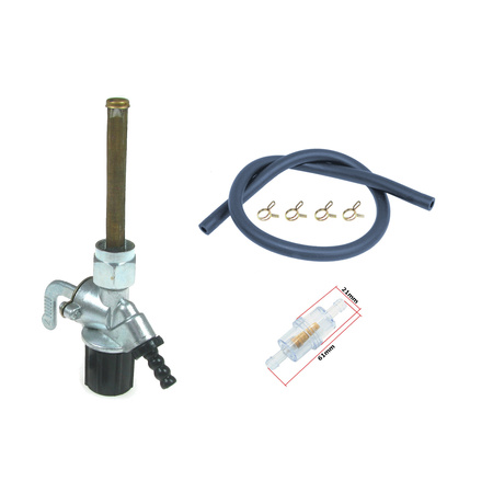 Title: Fuel Tap Kit + Filter & Hose for Simson S51, AWO, MZ, ETZ, TS
Description: Fuel petcock kit with filter & hose for Simson, MZ, ETZ, classic bikes