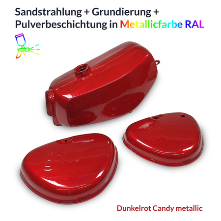 Powder-coated fuel tank set for Simson S50/S51 dark red metallic (Candy)