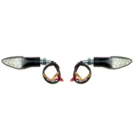 2x blinker LED M8x1.25 12-LED front / rear for ATV scooter - carbon (E-approved)