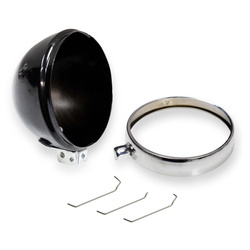 Headlight housing + bezel + 3 clamps round lamp for Simson S50/S51