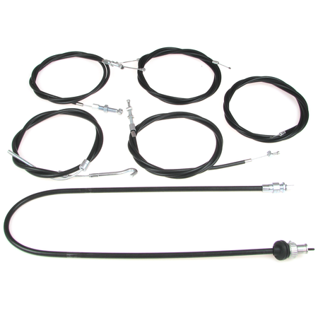 Throttle & Speedo Cable Kit w/ Rubber for IWL Berlin Wiesel (6pc) - Black