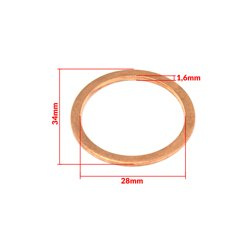 Copper exhaust gasket Ø28x34 flat for Simson S50 S51 SR50 KR51 SR4