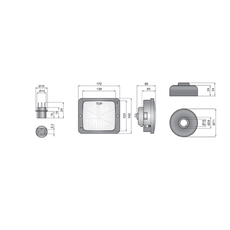 Reflektor H4 172x144mm do Fendt Case IH Zetor Mercedes 440-443 Atlas 1404