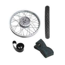 Set Speichenrad 1,6x16" + Reifen für Simson S50 S51 KR51 Duo SR4 - Stahl chrom