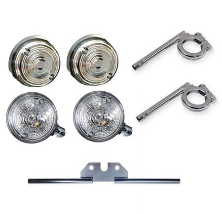 Kierunkowskazy białe przód+tył z homologacją E Simson S50/S51 MZ, ocynk.