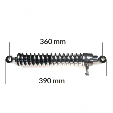 Federbeine Stoßdämpfer (Paar) verchromt mit Verstellhebel 360mm für MZ ETZ TS