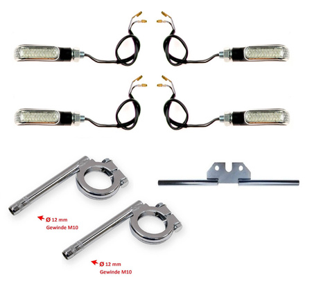 LED Turn Signal Set Cylinder 12V for Simson S50/S51/S70 Chrome