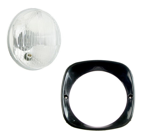 Black headlight bezel + headlamp for Simson SR4-2 Duo, ES150, IWL Troll