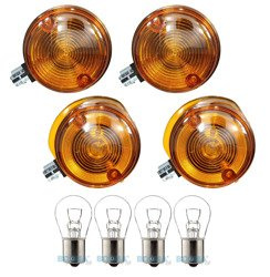 Set 4x indicators (front + rear) + 4x light bulb 6V P21W (E) for Simson S50 S51, MZ