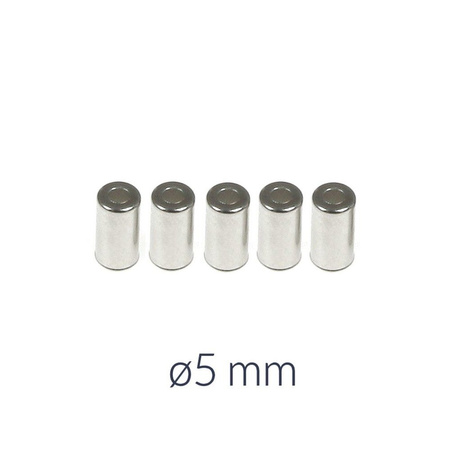 5x Chrome End Caps for 5mm Bowden Cable Housing - Moped/Motorcycle