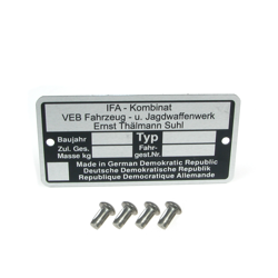 Blank ID plate with punch pin for Simson S50/S51/SR50/SR80/KR51/KR50