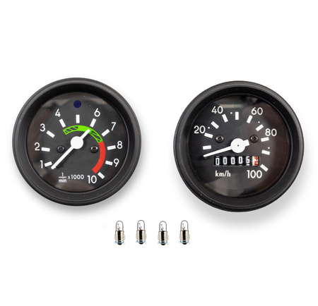 Speedometer + tachometer DZM + 6V light bulb for Simson S50 S51 with black ring