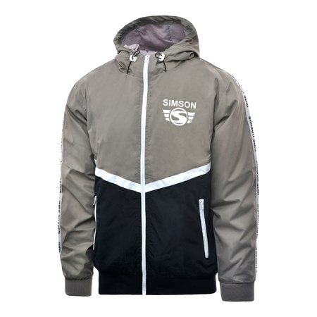Windjacke "SIMSON Suhl" - Grau und Schwarz mit Weißem Akzent, Größe: L