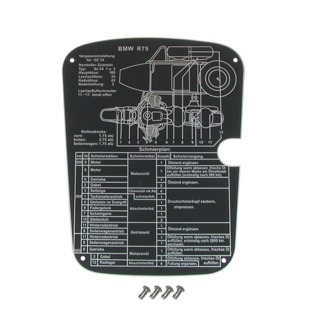 BMW R75 Maintenance Lubrication Plan + 4 Notched Pins