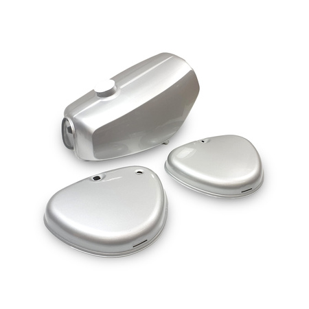 Fuel Tank Set for Simson S51/S70 - Silver - 2nd Choice (see description)