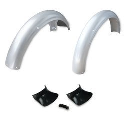 Set: 2x Grey Fenders, 2x Mudflaps & Cable Clips for Simson S51/S50