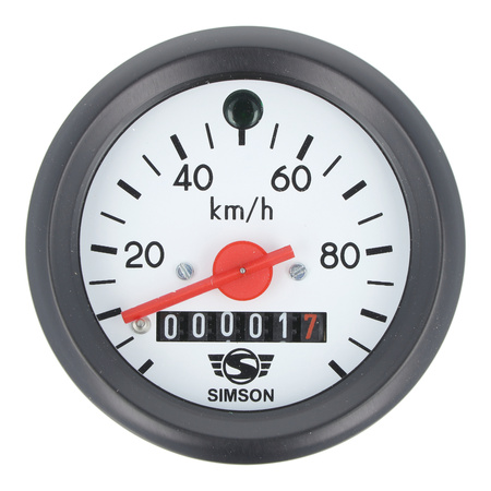 Tachometer Ziffernblatt weiß MMB, Zeiger rot 100km/h für Simson S51 - 1.Qualität