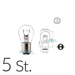 Pack of 5 12V 21/5W BAY15d Brake Light Bulbs E-approved for Motorcycles